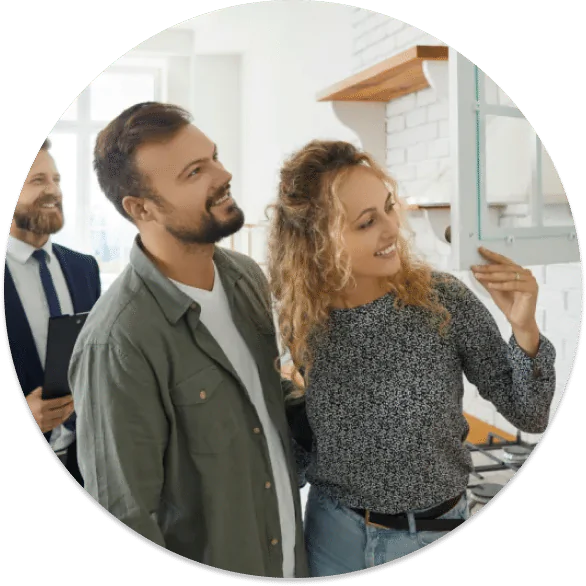 A couple looking at a rental home